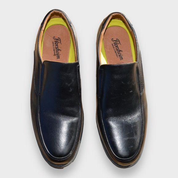 Florsheim Mens Black Leather Slip On Dress Loafers Shoe Size 9.5B - Picture 1 of 12